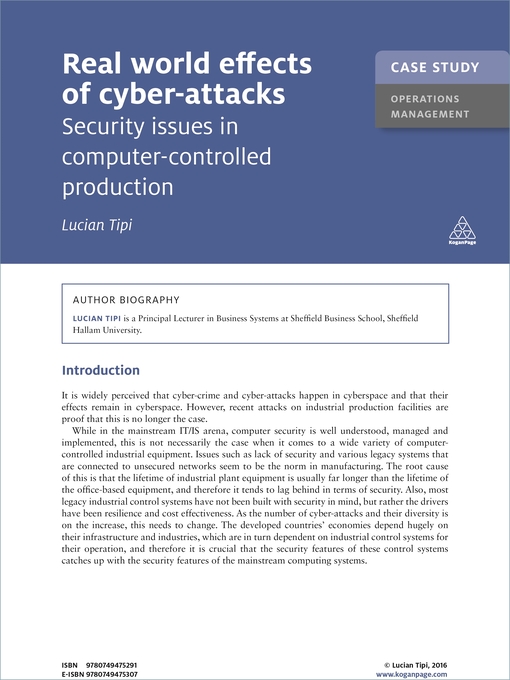 Title details for Real World Effects of Cyber-Attacks by Lucian Tipi - Available